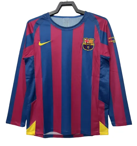 20f9e55c7f 2005/06 Barcelona Retro Long Sleeve UCL Edition Home Jersey - Image 1