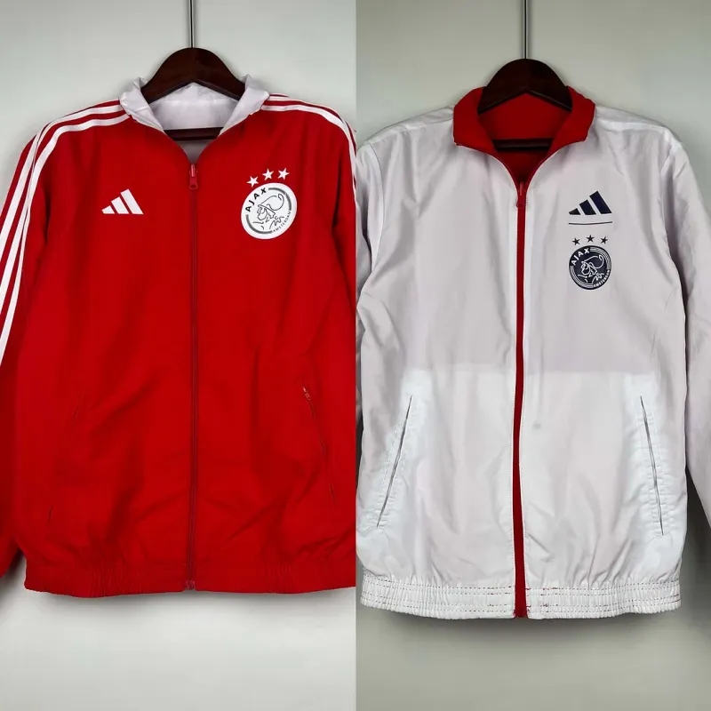 2855742a8d 2023-2024 Ajax Reversible Windbreaker(Red-White)Soccer Jersey 1:1 Thai Quality - Image 1
