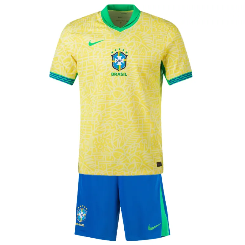 2d903e0bd3 Kids Brazil Home Kit Copa America 2024 Youth Apparels - Image 1