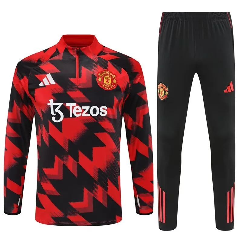 31754890659000-152130b225-5 Manchester United Pre-Match Training kit(Sweatshirt+Pants)Red 2025-26 - Image 1