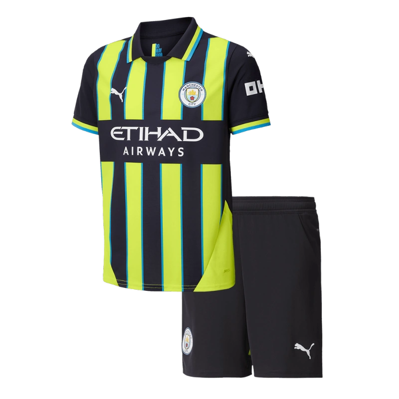 55c4998d12 24-25 Manchester City Away Kids Kit Jersey+Shorts - Image 1