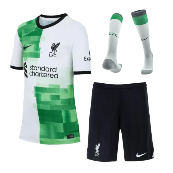 23-24 Kids Liverpool Away Whole Kit Jersey+Shorts+Socks